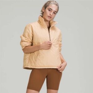 Lululemon Insulated Quilted Pullover Jacket Heathered Pecan Tan 0
